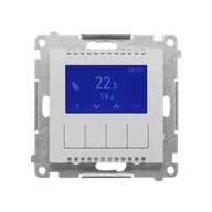 Regulatory i termostaty - Kontakt Simon Termostat programowalny z wyświetlaczem Simon 55 - aluminium mat - miniaturka - grafika 1