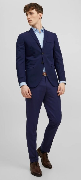 JACK&JONES MĘSKI GARNITUR GRANATOWY ELEGANCKI GŁADKI 56 6EA