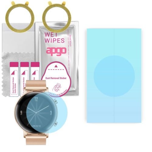 2x folia ochronna hydrożelowa do Huawei Watch GT 2 Elegant BT 42mm - apgo HD HQ FLEX Smartwatch Hydrogel Protection Ochrona na ekran smartwatcha