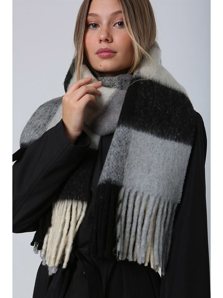 Lucky Bees Szal w kolorze czarno-szarym - 200 x 45 cm