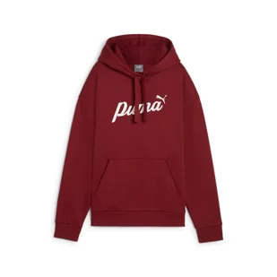 Damska bluza z kapturem ESS+ Script PUMA Intense Red White Rubber - Bluzy sportowe damskie - miniaturka - grafika 1