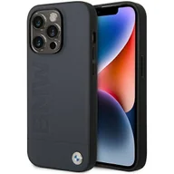 Etui i futerały do telefonów - Etui BMW BMHMP14LSLLNA iPhone 14 Pro 6,1" granatowy/navy hardcase Leather Hot Stamp MagSafe - miniaturka - grafika 1