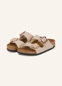 Sandały damskie - Birkenstock Sandały Arizona Flower Buckle beige - miniaturka - grafika 1