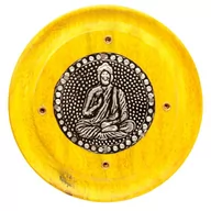 Świeczniki - Drewniana podstawka do kadzidełek BUDDA Żółta - miniaturka - grafika 1