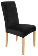Pokrowce na meble - Pokrowiec krzesło welur plusz czarny elastyczny [21wc] - miniaturka - grafika 1