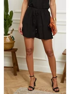 Spodenki damskie - Le Monde du Lin Lniane szorty w kolorze czarnym - miniaturka - grafika 1
