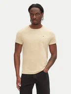 Koszulki męskie - Tommy Jeans T-Shirt DM0DM04411 Beżowy Slim Fit - miniaturka - grafika 1