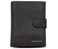 Portfele - Portfel męski z lampasem Bellugio  czarno - czerwony - miniaturka - grafika 1