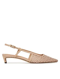 Tommy Hilfiger Czółenka Mono Squared Toe Kitten Slingb FW0FW08746 Beżowy - Czółenka - miniaturka - grafika 1