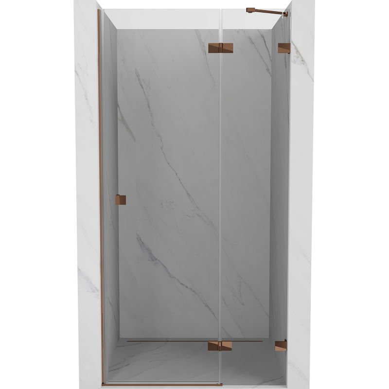 Mexen Lunar drzwi prysznicowe uchylne prawe 125 cm, transparent, różowe złoto - 834-125-000-60-00-P
