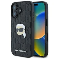 Etui i futerały do telefonów - Karl Lagerfeld KLHCP16SPGKLKIPK iPhone 16 6.1" czarny/black hardcase Monogram Karl Head Pin - miniaturka - grafika 1