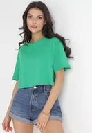 Koszulki i topy damskie - Zielony Krótki T-shirt Oversize Lilu - miniaturka - grafika 1