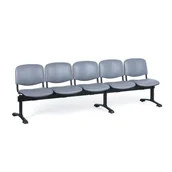 Inne meble biurowe - Ławka ze skóry do poczekalni VIVA, 5-siedziska, szary - miniaturka - grafika 1