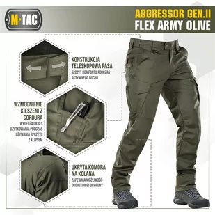 M-Tac - Spodnie taktyczne Aggressor Gen.II Flex - Ripstop - Army Olive - 20058062 - Odzież taktyczna i umundurowanie - miniaturka - grafika 3