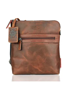 Bellicci Skórzana torebka "Worldly wilbur" w kolorze jasnobrązowym - 21 x 25 x 5 cm - Torby męskie - miniaturka - grafika 1