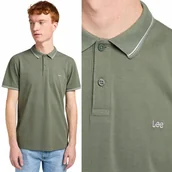 Koszulki męskie - Lee PIQUE POLO Fort Green ZIELONA POLÓWKA LOGO BAWEŁNA REGULAR FIT L - miniaturka - grafika 1