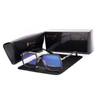 Okulary korekcyjne, oprawki, szkła - Okulary pilotki zerówki do komputera BLUE LIGHT z flexami 25132A Czarny/Złoty w macie - miniaturka - grafika 1