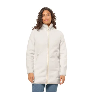 Damski płaszcz polarowy Jack Wolfskin HIGH CURL COAT W cotton white - S - Kurtki damskie - miniaturka - grafika 1