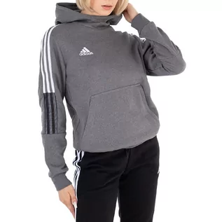 Bluzy dla dziewczynek - Bluza adidas Tiro 21 Sweat Hoodie GP8803 - szara - grafika 1