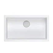 Baterie kuchenne - DASH 110 GraniteQ zlewozmywak snow white 76x44x23,5 cm 1-komorowy wpuszczany z syfonem manualnym stal szlachetna - miniaturka - grafika 1