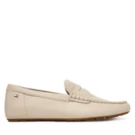 Mokasyny damskie - Mokasyny Tommy Hilfiger Flag Leather Driver Loafer FW0FW09350 Écru - miniaturka - grafika 1