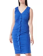 Sukienki - Gina Bacconi Damska sukienka koktajlowa z marszczoną siateczką, Jesienny niebieski, 46 - miniaturka - grafika 1