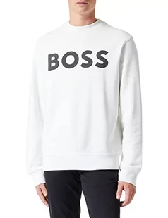 BOSS Męska bluza WeBasicCrew Relaxed-Fit z bawełny Terry z gumowanym nadrukiem logo, Naturalny106, XXL - Bluzy męskie - miniaturka - grafika 1