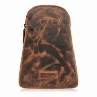 Torebki damskie - PLECAK MĘSKI SKÓRZANY NA JEDNO RAMIĘ NA SKOS MAŁY VINTAGE BRĄZOWY PAOLO PERUZZI T-118-HBR - miniaturka - grafika 1