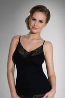 Koszulki i topy damskie - Koszulka damska na ramiączkach z koronką na dekolcie Julita czarna  XL - miniaturka - grafika 1