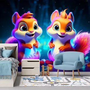 Fototapeta, Neonowa wiewiórka z kreskówki (Rozmiar 254x184) - Fototapety - miniaturka - grafika 2