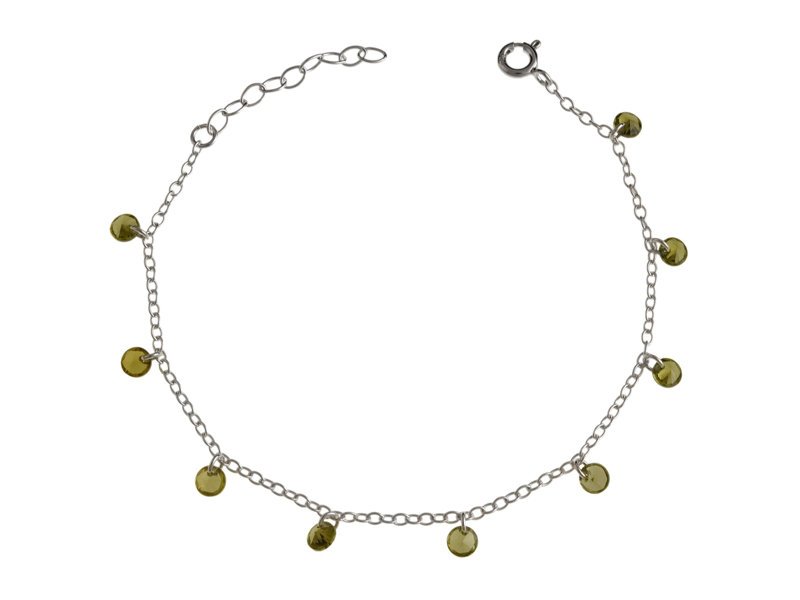 Bransoleta subtelna Łańcuszek z zielonymi kryształkami b1155 - 2,1g.