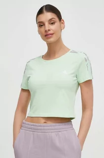 Koszulki sportowe damskie - adidas t-shirt damski kolor zielony - grafika 1