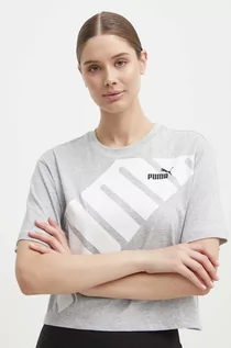 Koszulki sportowe damskie - Puma t-shirt bawełniany POWER damski kolor szary 677896 - grafika 1