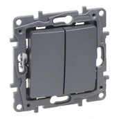 Kostki, złączki, wtyczki - Legrand Łącznik schodowy Niloe Selection 762302 podwójny 10AX stal - miniaturka - grafika 1