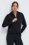 Bluzy damskie - Calvin Klein Performance bluza dresowa kolor czarny z kapturem z nadrukiem - miniaturka - grafika 1