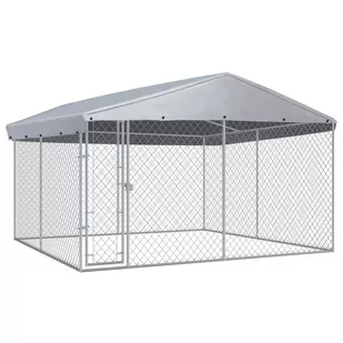 vidaXL Kojec dla psa z zadaszeniem 3,8 x 3,8 x 2,4 m 145029 - Budy dla psów - miniaturka - grafika 1