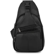 Nerki - Saszetka Nerka Przez Ramię Crossbody Męska Modna Torba Dwukomorowa Skóra Naturalna F03 : Kolory - Czarny - miniaturka - grafika 1