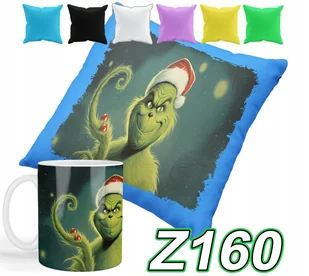 ZESTAW KUBEK + POSZEWKA Z NADRUKIEM GRINCH ŚWIĘTA PREZENTY + IMIĘ - Gadżety dla niej i dla niego - miniaturka - grafika 1