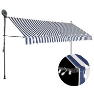 Markizy - vidaXL Ręcznie zwijana markiza z LED, 350 cm, niebiesko-biała vidaXL - miniaturka - grafika 1