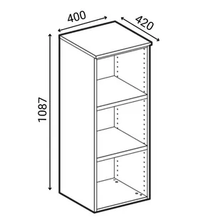Szafa biurowa niska z drzwiami PRIMO GRAY, 1087 x 400 x 420 mm, szary/buk - Szafy biurowe - miniaturka - grafika 2