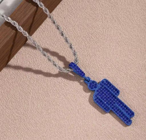 Naszyjnik wisiorek chain Billie Eilish bad guy niebieski prezent
