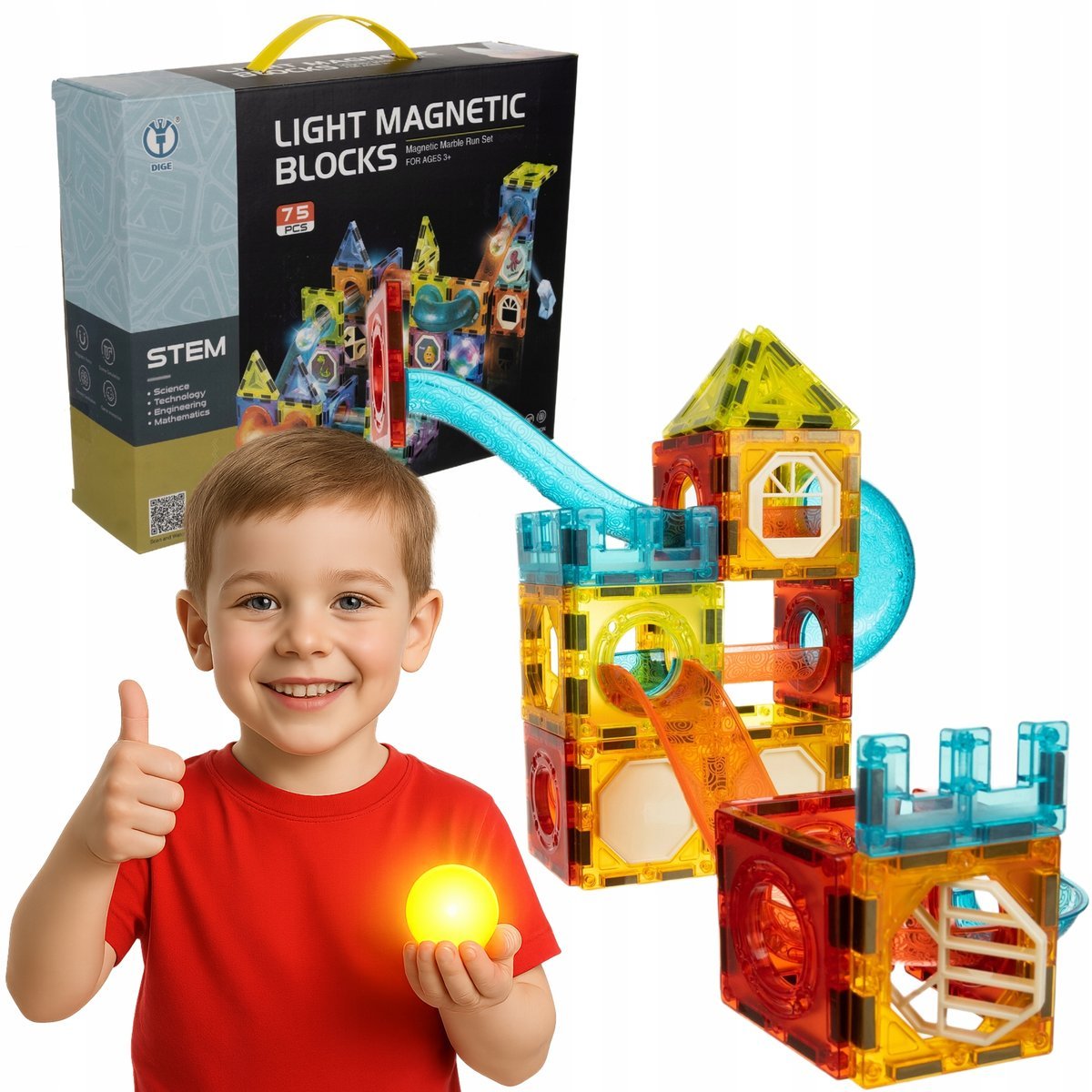 KLOCKI MAGNETYCZNE KONSTRUKCYJNE EDUKACYJNE DUŻE UKŁADANKA ZESTAW 75 el.