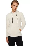 Bluzy męskie - Trendyol Męska bluza z kapturem gładka wąska bluza, kolor norek, XL, Kolor norek, XL - miniaturka - grafika 1