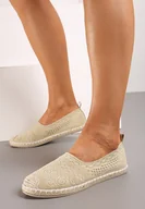 Espadryle damskie - Jasnobeżowe Płaskie Espadryle na Plecionej Podeszwie Dimzarra - miniaturka - grafika 1