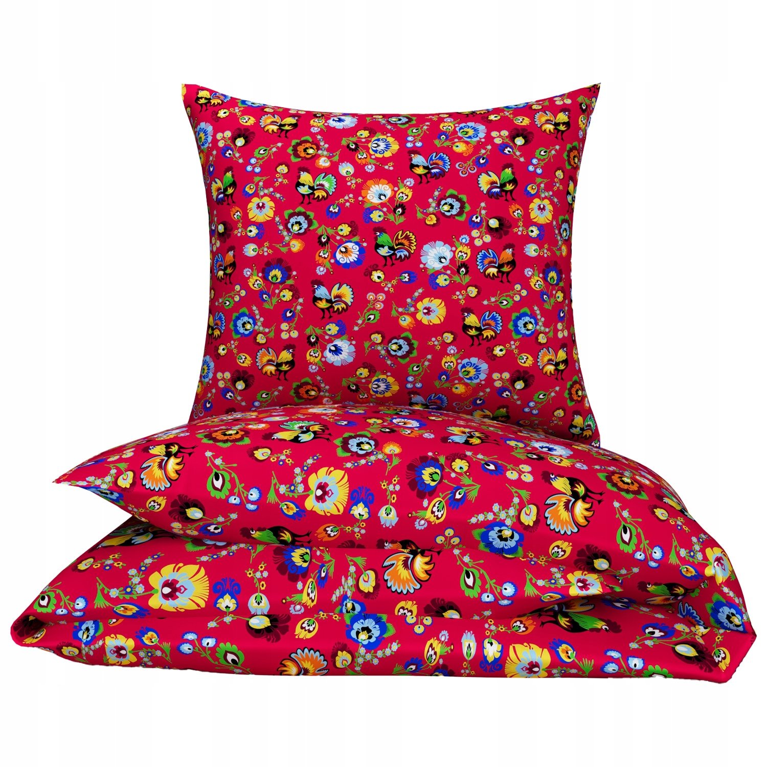 Pościel bawełniana 160x200 dziecięca 50x60 100% bawełna folklor 991red