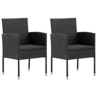 Fotele i krzesła ogrodowe - vidaXL Krzesła ogrodowe, 2 szt., polirattan, czarne - miniaturka - grafika 1