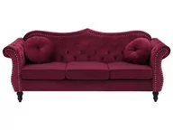 Sofy i kanapy - Beliani Sofa 3-osobowa welurowa bordowa SKIEN - miniaturka - grafika 1