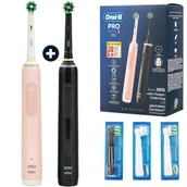Szczoteczki elektryczne - Zestaw szczoteczek Oral-B Pro 3 3900N cza/róż - miniaturka - grafika 1