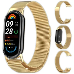 Bransoleta pasek opaska Milanese Vanfone ze stali nierdzewnej do Xiaomi Mi Smart Band 8/9, złoty - Akcesoria do smartwatchy - miniaturka - grafika 1