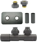 Zawory i kraniki - Zawór regulacyjny 50mm TWINS grafit strukturalny lewy GZ1/2 All in One rozeta zespolona prostokątna - miniaturka - grafika 1